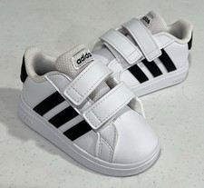 NWOT Adidas Unisex Grand Court 2.0 Toddler Shoes, White/Black, Size 5K Toddler