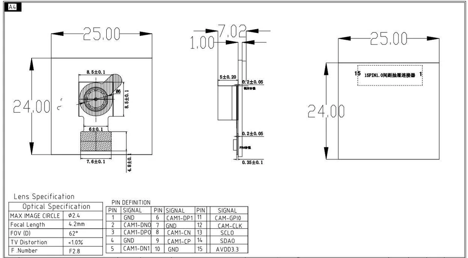 5MP Kamera für Raspberry Pi, Foto: 2592 x 1944, Video: 1080p 30fps - Bild 2 von 2