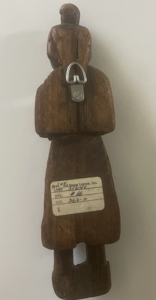 "Antiguas lámparas talladas en madera de 9"" para mujer de la India que lleva maceta Buda monje Bill Meyer" Foto 3 de 4