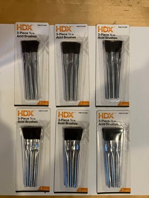 HDX Acid Brushes For Paste Fluxes - 3 Piece - 6 Packs (18 Total Brushes) -  New