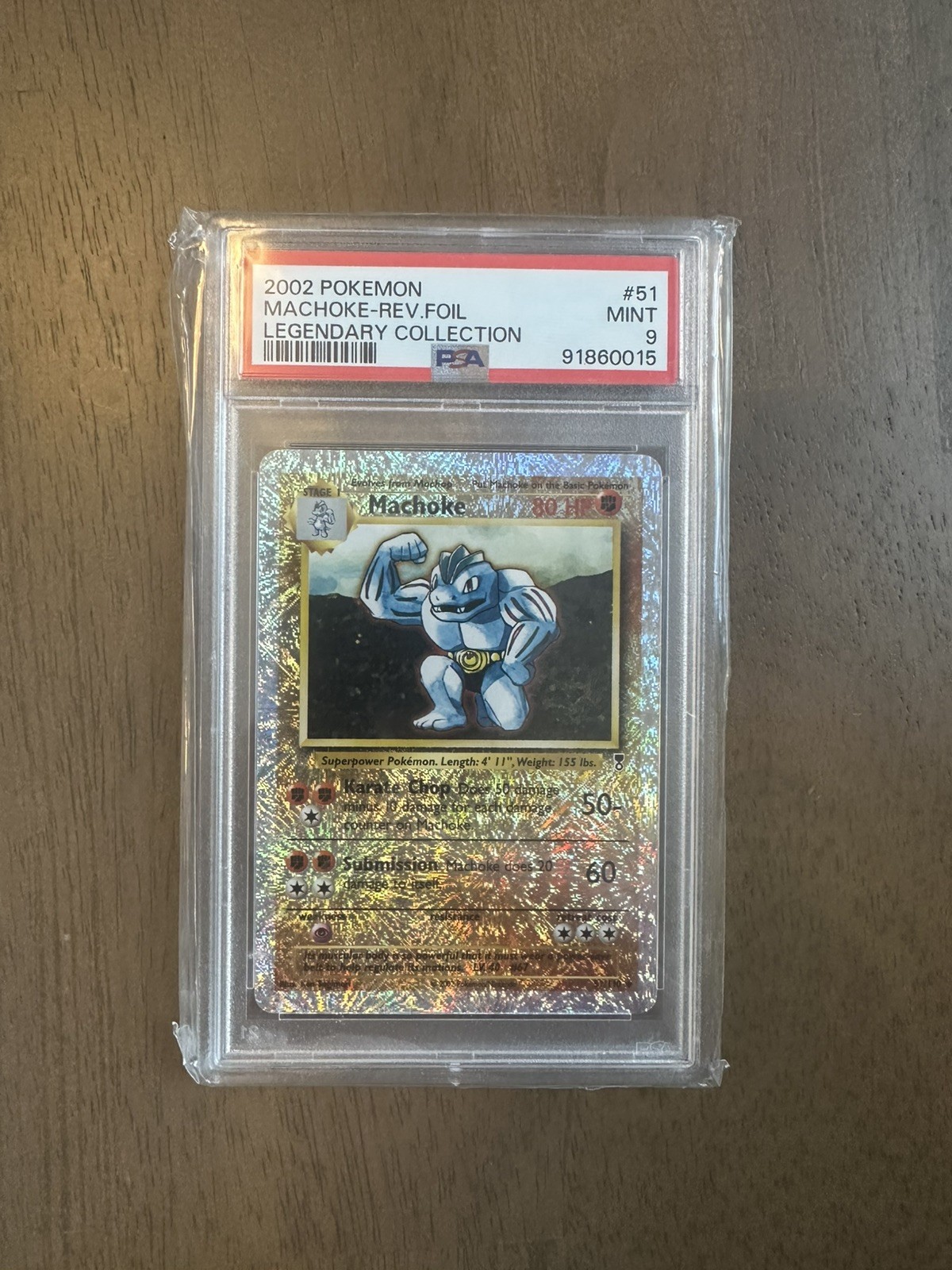 2002 POKEMON LEGENDARY COLLECTION #51 MACHOKE-REVERSE FOIL PSA 9