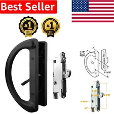 Reversible Black Sliding Glass Door Handle Set for 1-1/2" to 1-3/4" Doors