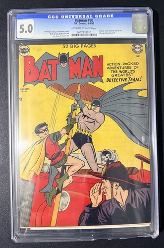 🔥 BATMAN #60 🔑 DICK SPRANG & BOB KANE ART 💎 CGC 5.0 🔥 1950 OW/W PAGES
