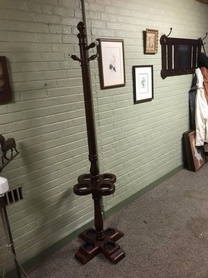 VTG ETHAN ALLEN ANTIQUES PINE OLD TAVERN LINE HALL TREE UMBRELLA STAND 72  TALL
