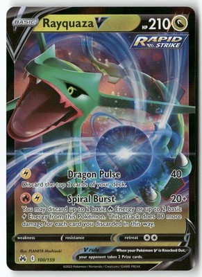 Rayquaza V 100/159 Holo V Rare Crown Zenith Pokemon NM