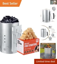 Durable Charcoal Fire Starter Kit with 60 Wood Starters for Safe Grilling