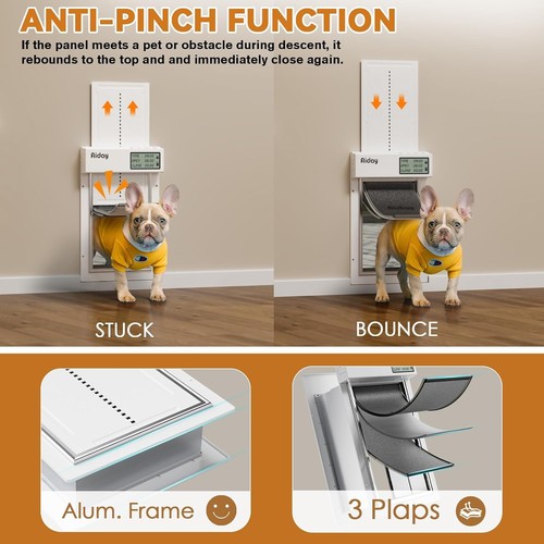 Porta Automatica per Cani da Parete – Porta Media Smart per Animali Domestici, Controllo LCD, Sistema a 3 Flap - Foto 6 di 10
