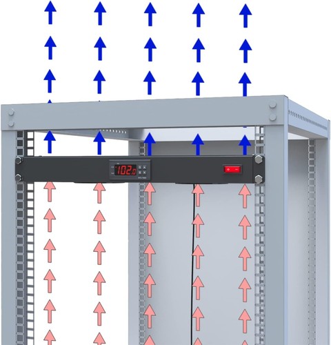 Rack Mount Fan - 4 Fans Server Cooling System - 1U 19" Rackmount Cabinet Panel W - Photo 6/7