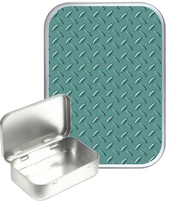 Blaue Metallplatte Silber Klapp Geschenkdose, 30ml Klapp Pillendose, Campingdose