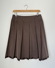 Karen Millen Brown Pleated Silk Mix Skirt - UK 12 Excellent Condition!