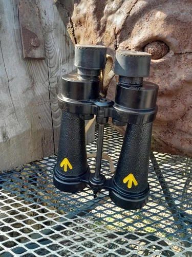 WW2 BARR & STROUD CF41 - 7X Navy Military Binoculars & Case. Yellow Broad Arrow.