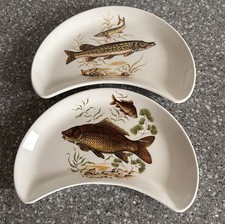 Ridgway Potteries Hotelware - 1 Pike/ 1 Carp - Crescent Side Plates
