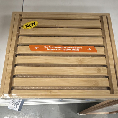 Bamboo Square Bread Board With Grooves Light Brown Medium Light Yellow Wood 1pc