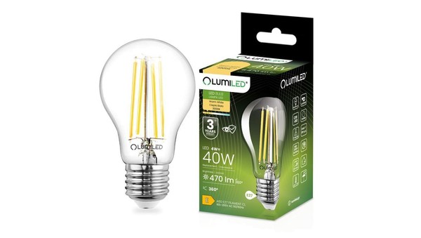 ŻAróWka LED E27 A60 4W = 40W 470Lm 3000K CiepłA 360 Filament Lumiled Lumiled-image