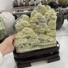 11.3LB 9.4" Natural Xiuyan Jade Landscape Crystal Quartz Heal Carved Ornament