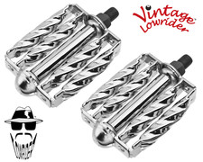 ORIGINAL F R Vintage Lowrider Double Square Twisted Bicycle Pedals 1/2" Chrome