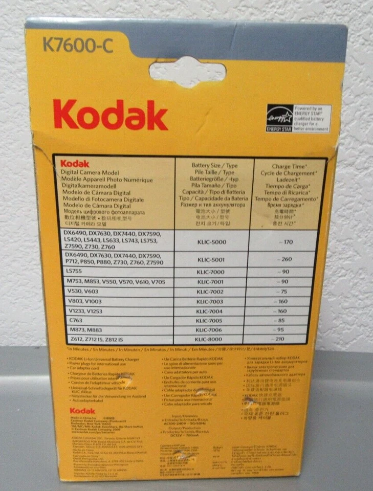 Kodak Battery Charger Kit K7600-C Li-lon 通用型  — 第 2/2 张图片
