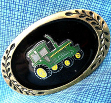Tractor Belt Buckle Farming Enameled Brass Farmer Vtg 80s Heritage    .CPA363