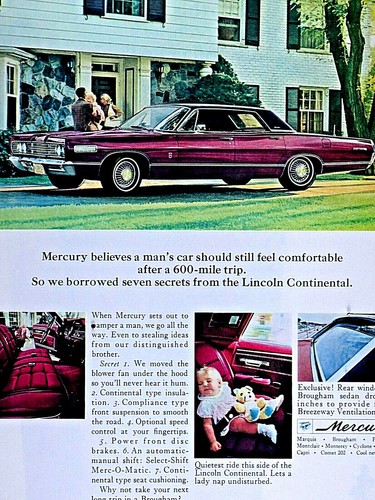 1967 Mercury Vintage 4 Door Hard Top Original Print Ad-8.5 x 11" - Picture 5 of 6