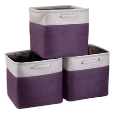 Cube Storage Bins 13inch Dark Purple Fabric Storage Cube Baskets Foldable Storag