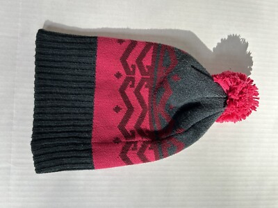 Patagonia Powder Town Pom Beanie Hat Gray Pink Red One Size  display picture 1