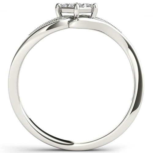 10k White Gold 0.1Ct Diamond Halo Engagement Ring Sz 6.5 Clarity I2 Color H-I - Picture 3 of 8