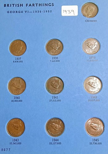 GB Farthings 1937-1956 Whitman Folder COMPLETE EF-aUNC 24 coins - Picture 2 of 6