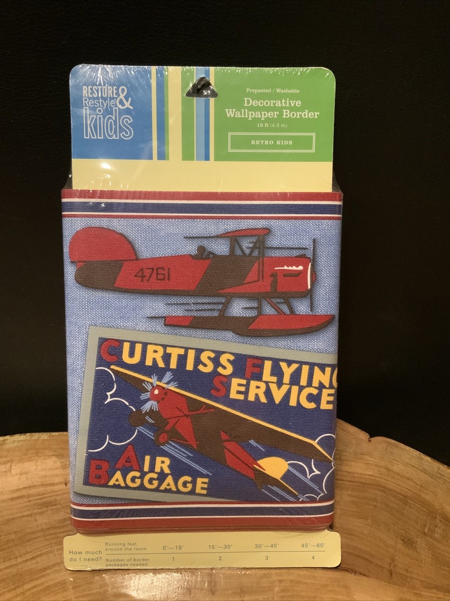 Vintage Restore & Restyle Kids Airplanes Aviation Borders