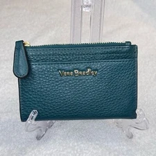 NWOT Leather Vera Bradley teal card holder coin purse, zipper closure