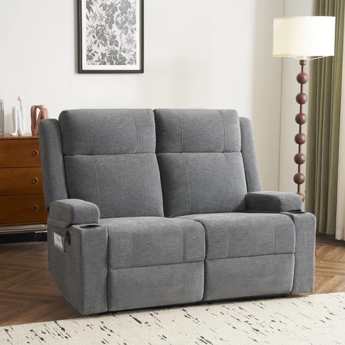 RV Loveseat Recliner,Space-Saving Double Reclining Sofa