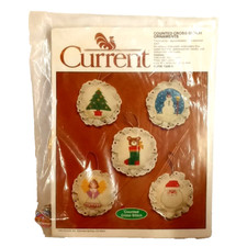 New Sealed Current Counted Cross Stitch Christmas Ornaments Kit 7208-5 Vtg 1984