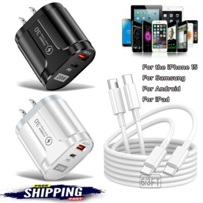 20W PD USB-C Fast Wall Charger Type C Cable For Google Pixel 8 Pro 7 6 Pro 7a 6a