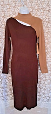 ALMOST FAMOUS Sweater Dress Womens XL Brown Color Block Long Sleeve Midi NWT 