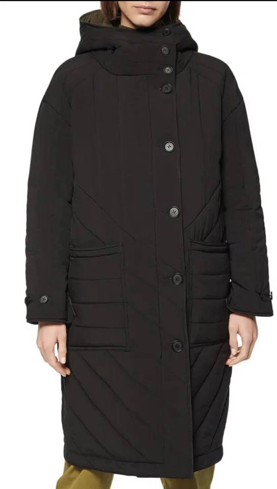 ANDREW MARC Reversible Hooded Parka In Olive Size Medium Women Long - Image 2 of 4