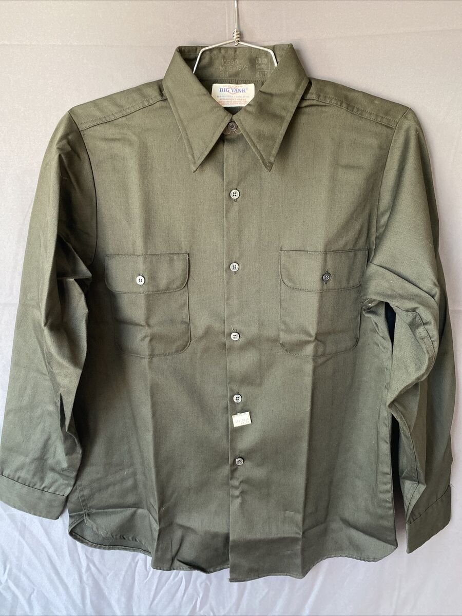 NWT 1950s Big Yank Dark Green Mens Work Shirt Olive USA NWT 1950s Big Yank Dark Green Mens Work Shirt Olive USA