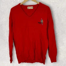 Vintage Pringle Hawick Knitwear Pure Wool Red Sweater Size Large Scotland Made L