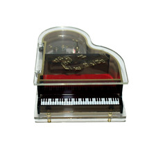 VTG Sankyo Piano Musical Jewelry Trinket Box Music Box Liberace Japan Acrylic