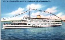 MT. WASHINGTON Weirs Beach LAKE WINNIPESAUKEE, New Hampshire linen boat Postcard