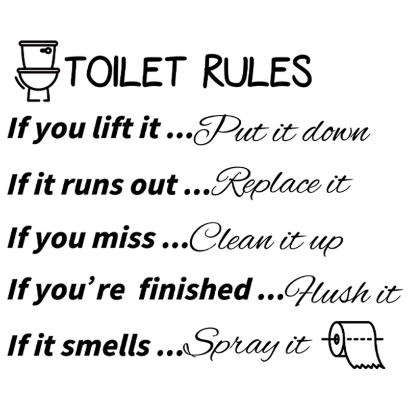 Washroom English Stickers Removable Decal Decorations for Home & Public Places