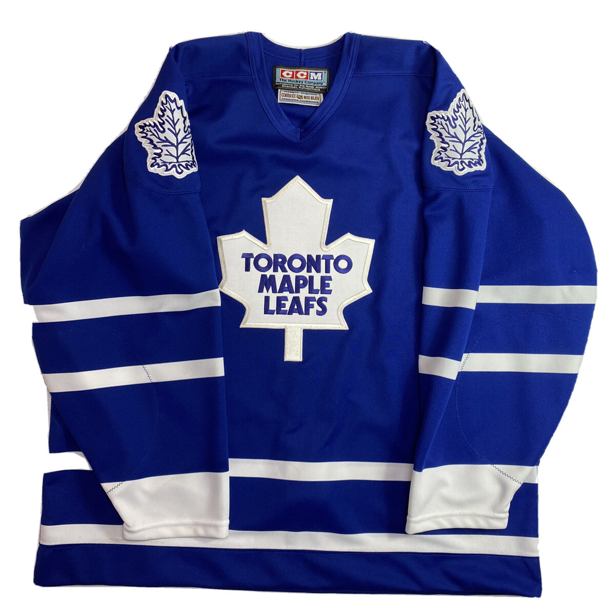 CCM Toronto Maple Leafs Blue Authentic NHL Hockey Jersey Fight Strap Sz