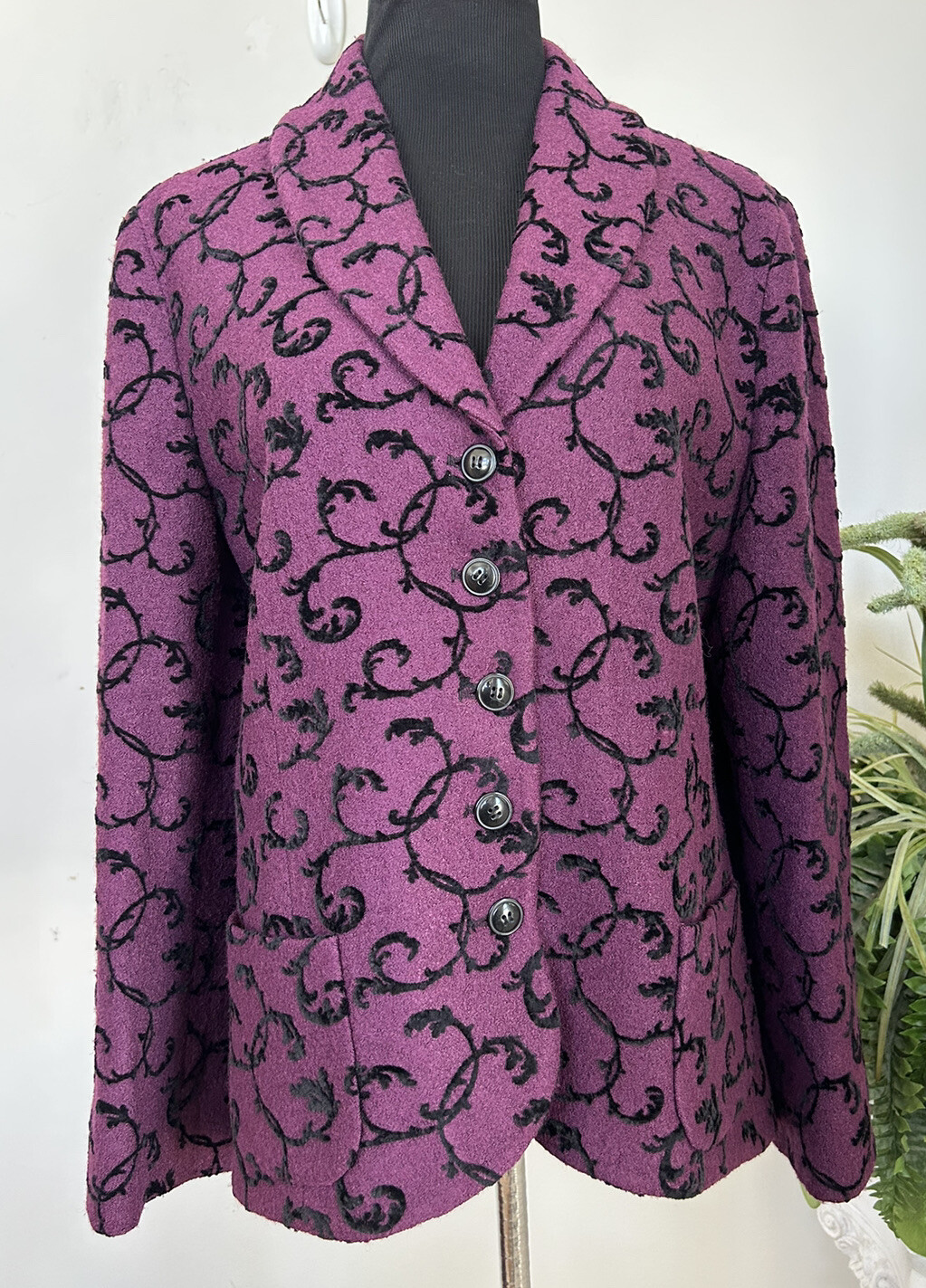 Pendleton Blazer Plum Flocked Pattern Velvet Wool… - image 1