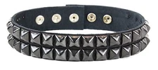 Arm Band Black Double Studded  Leather 3 Snap Adjustable Genuine Leather Choker