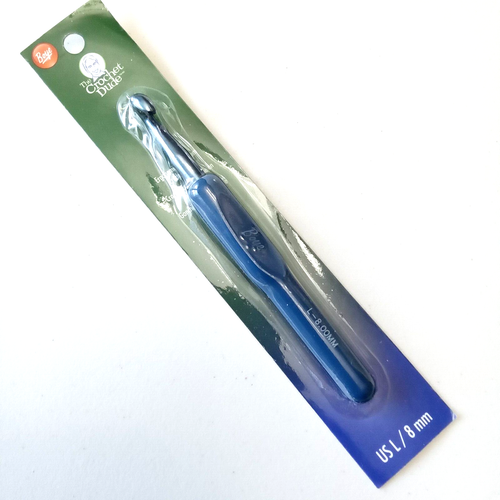 BOYE Aluminum Crochet Hook Size Large Ergonomic Handle 8mm Blue NEW in Package