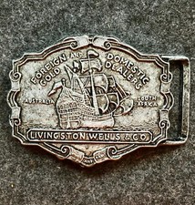 Vintage Livingston Wells Belt Buckle Foreign Domestic Gold Dealers Australia