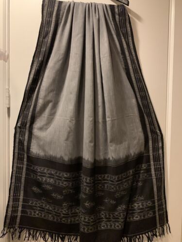 Fabindia Gray black Ikat Orissa Handwoven Cotton W