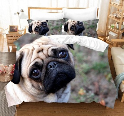 Cute Pugs 3D Printed Gift 9 Quilt Duvet Cover Set Bed Linen Super King Bedding
