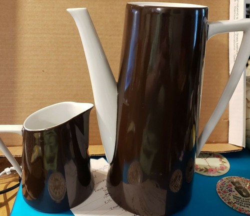 Castile Pattern Coffee Pot and Creamer, Harmony House China, Discontinued - Picture 2 of 5