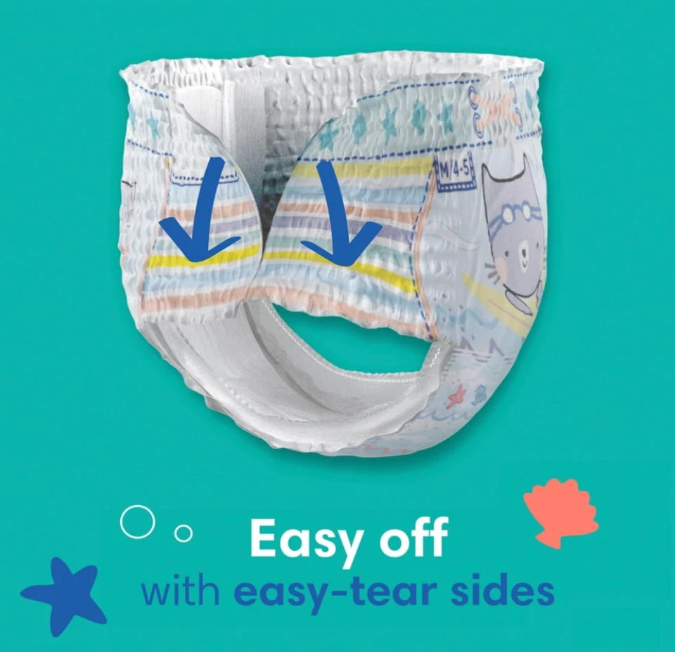 Pañales de natación Pampers Splashers - talla M, 18 unidades, desechables medianos sin huecos Foto 2 de 4