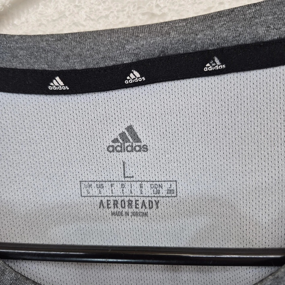 Adidas Aeroready Athletic T-Shirt • Large • Gray with White Stripes - Image 3 of 4