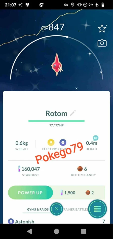 Pokemon Shiny Rotom (Tr.a.d.e 20k stardust or P.T.C mini 80k stardust)